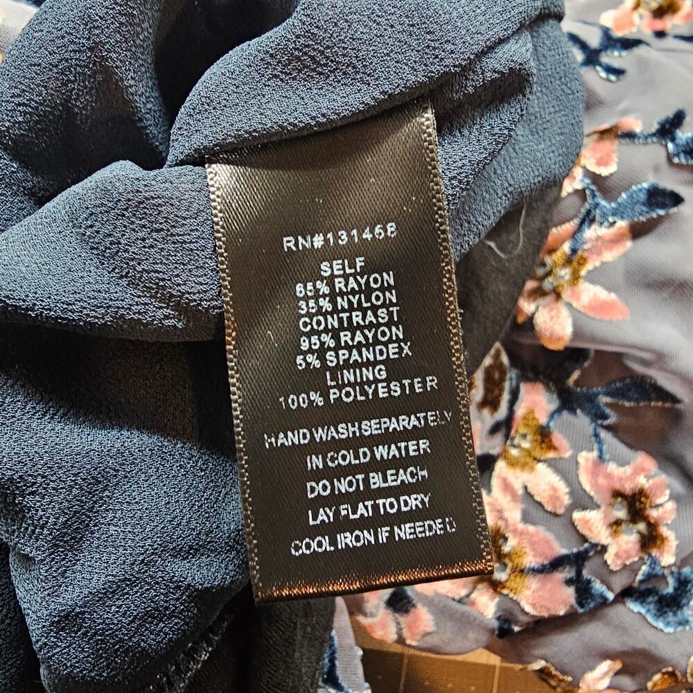 Apricot Lane Crushed Velvet Bodysuit Womens XL Blue Floral Glam Whimsygoth Fairy - Picture 12 of 13